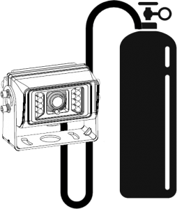 Nitrogen-pressurized rearview cameras