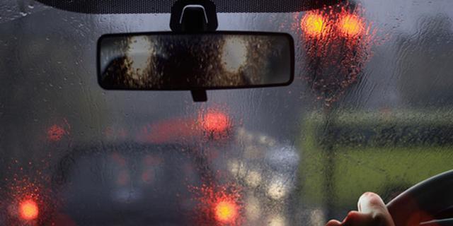 rearview mirror in rain